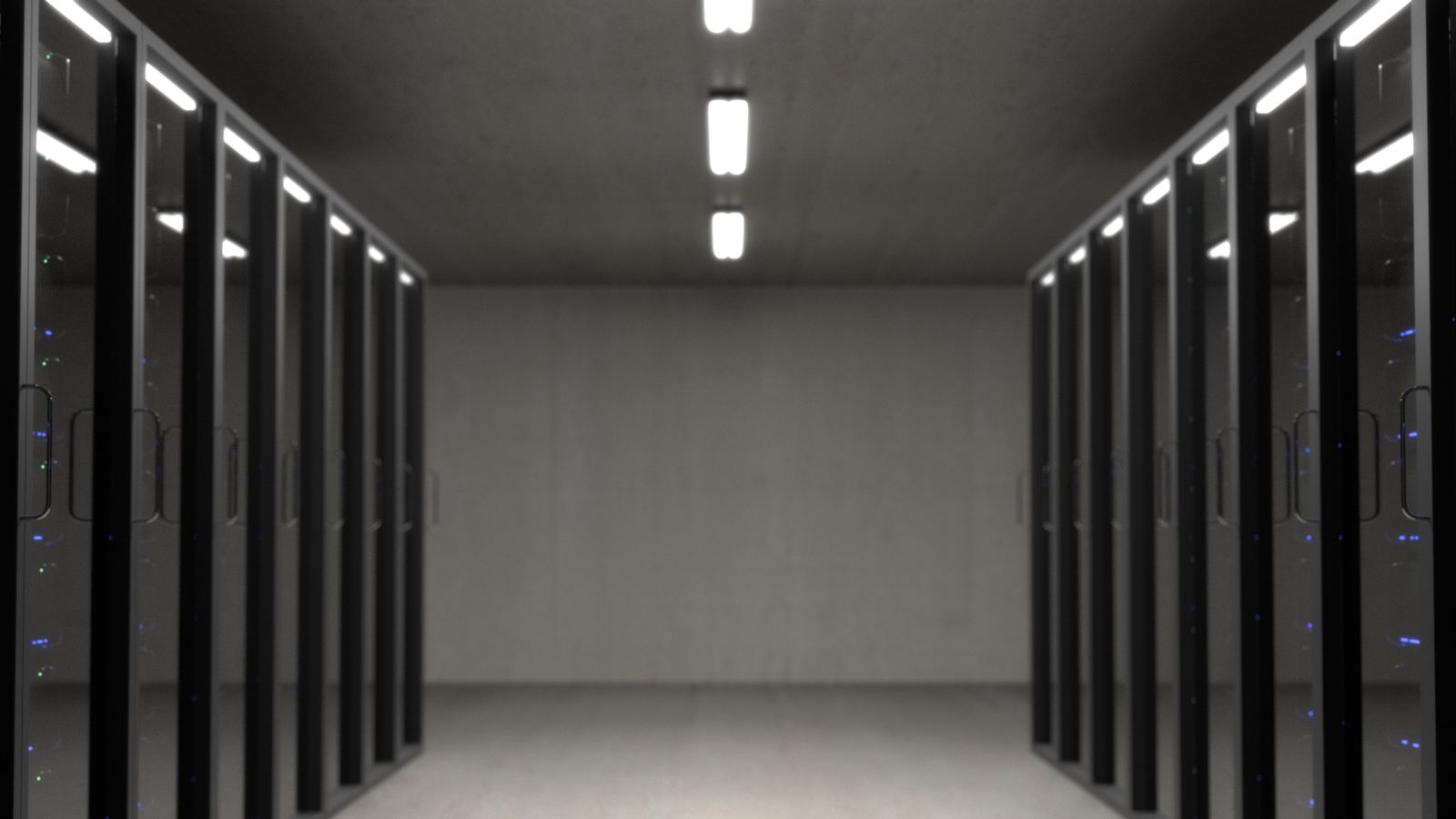 Servidor compacto com LEDs em rack de tecnologia